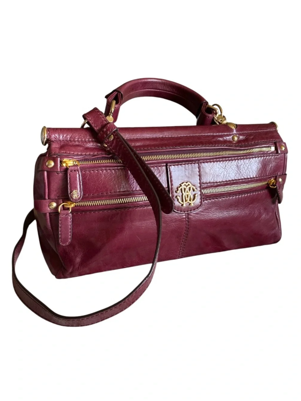 ROBERTO CAVALLI Burgundy Leather NWT Handbag